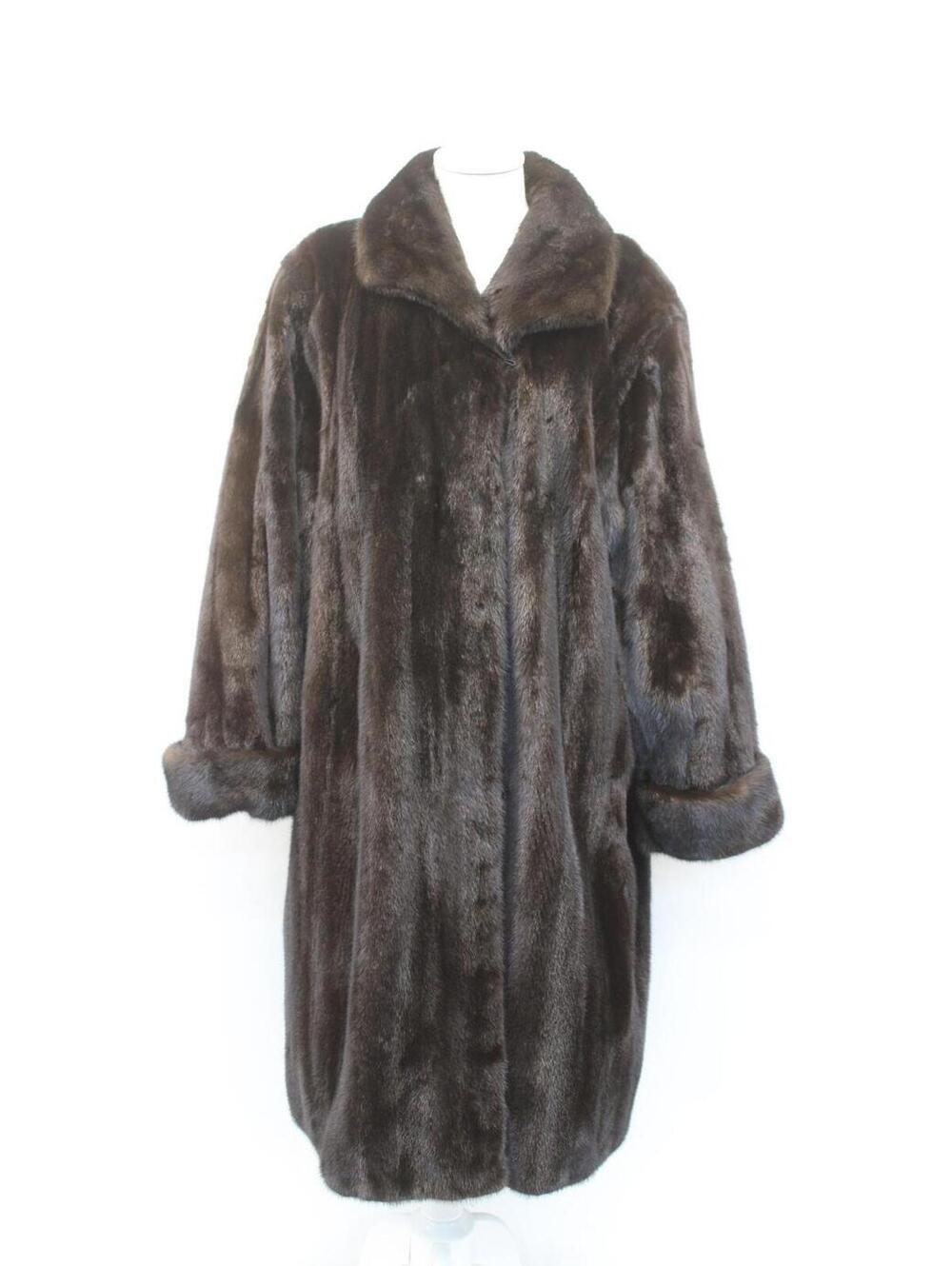Excellent Canadian Dark Ranch Mink Fur Coat Jacket Women Woman Size 16-18 2Xl